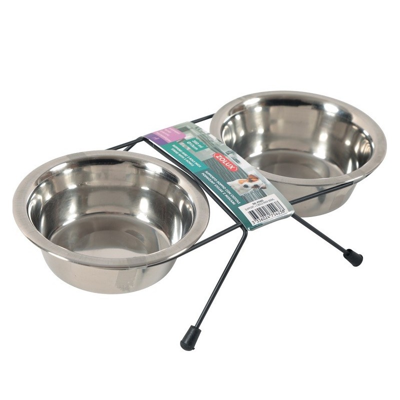 PORTE-GAMELLES ET 2 BOLS EN INOX -35cl