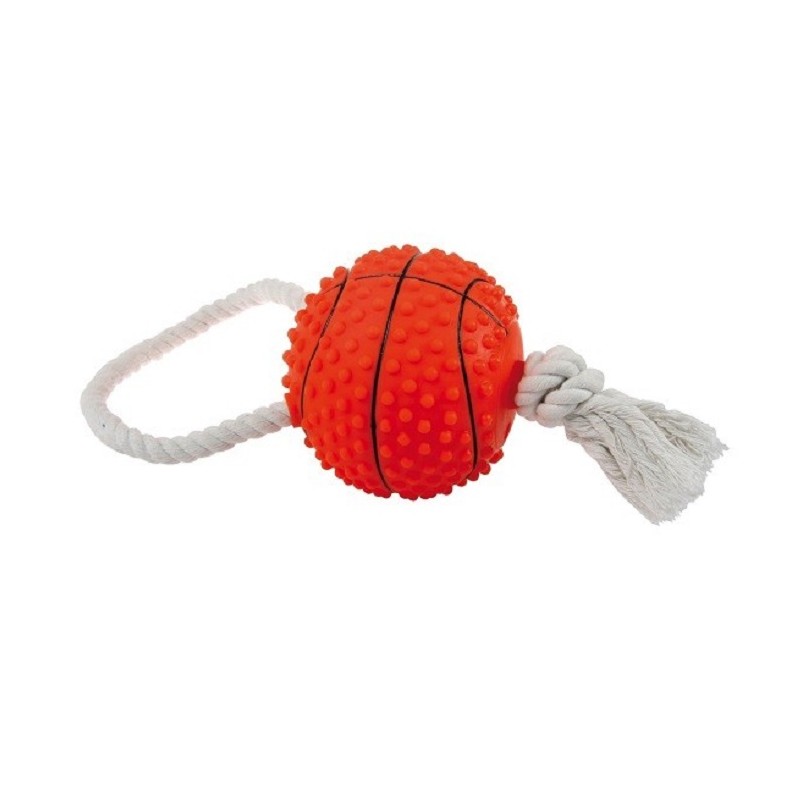 JOUET VINYLE BALLE BASKET + CORDE - 10CM