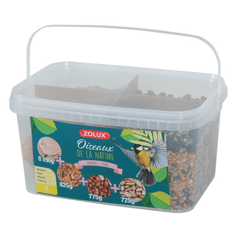 MIX PREMIUM AVEC BOULE DE GRAISSE OISEAUX JARDIN SEAU 3KG