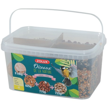 MIX PREMIUM AVEC BOULE DE GRAISSE OISEAUX JARDIN SEAU 3KG